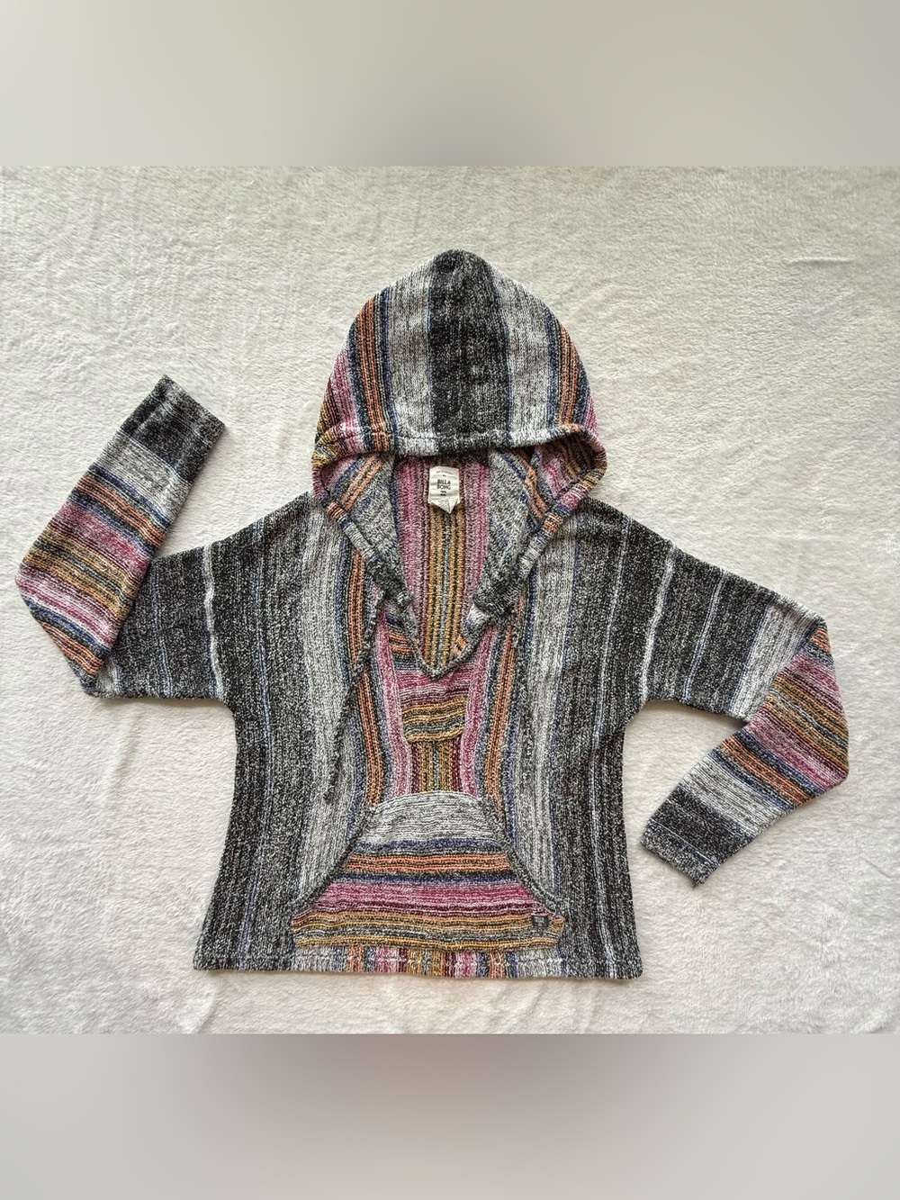 Billabong Baja Hoodie Multicolor Striped Pullover Boho Size L - Picture 2 of 7